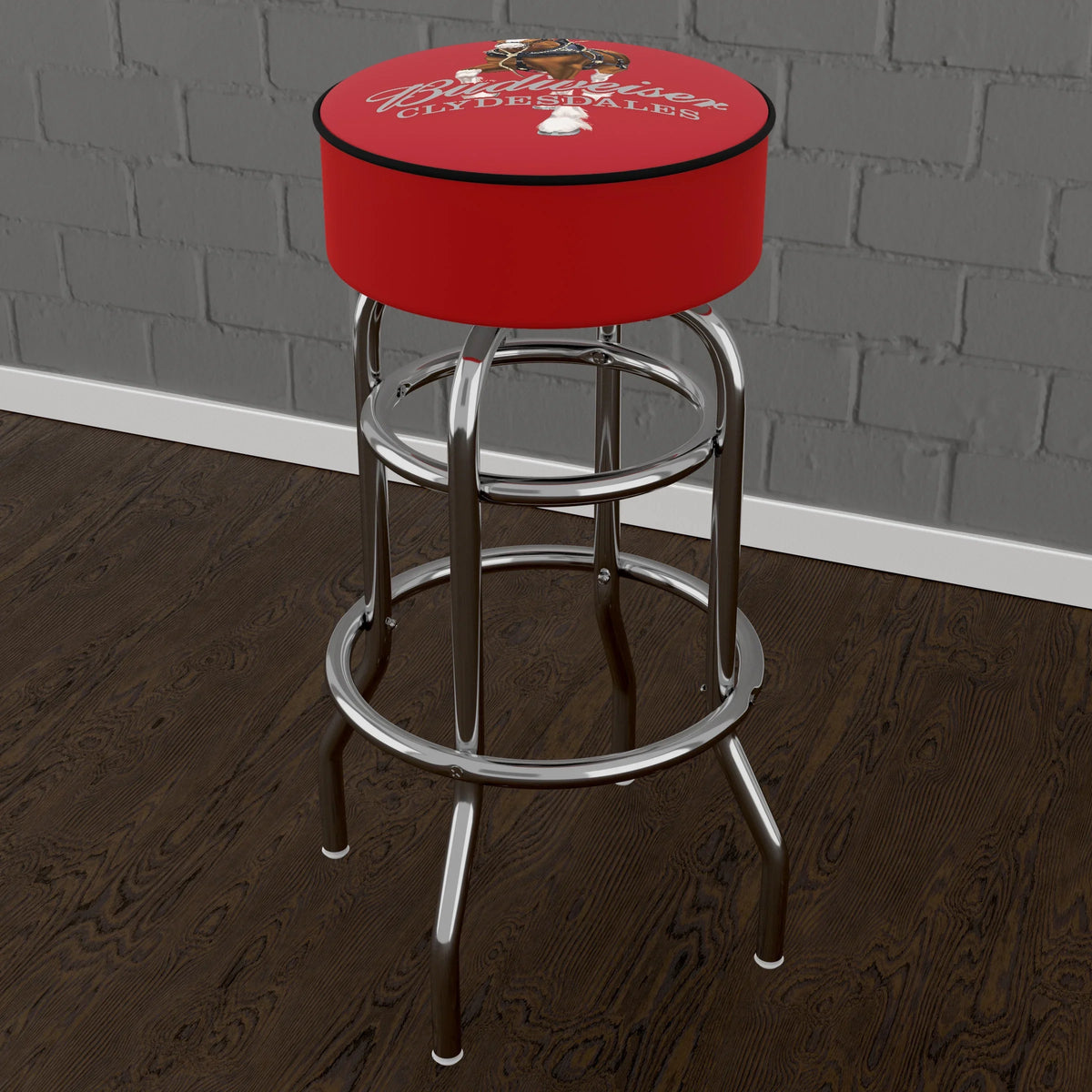 Budweiser Padded Swivel Bar Stool - Clydesdale Red