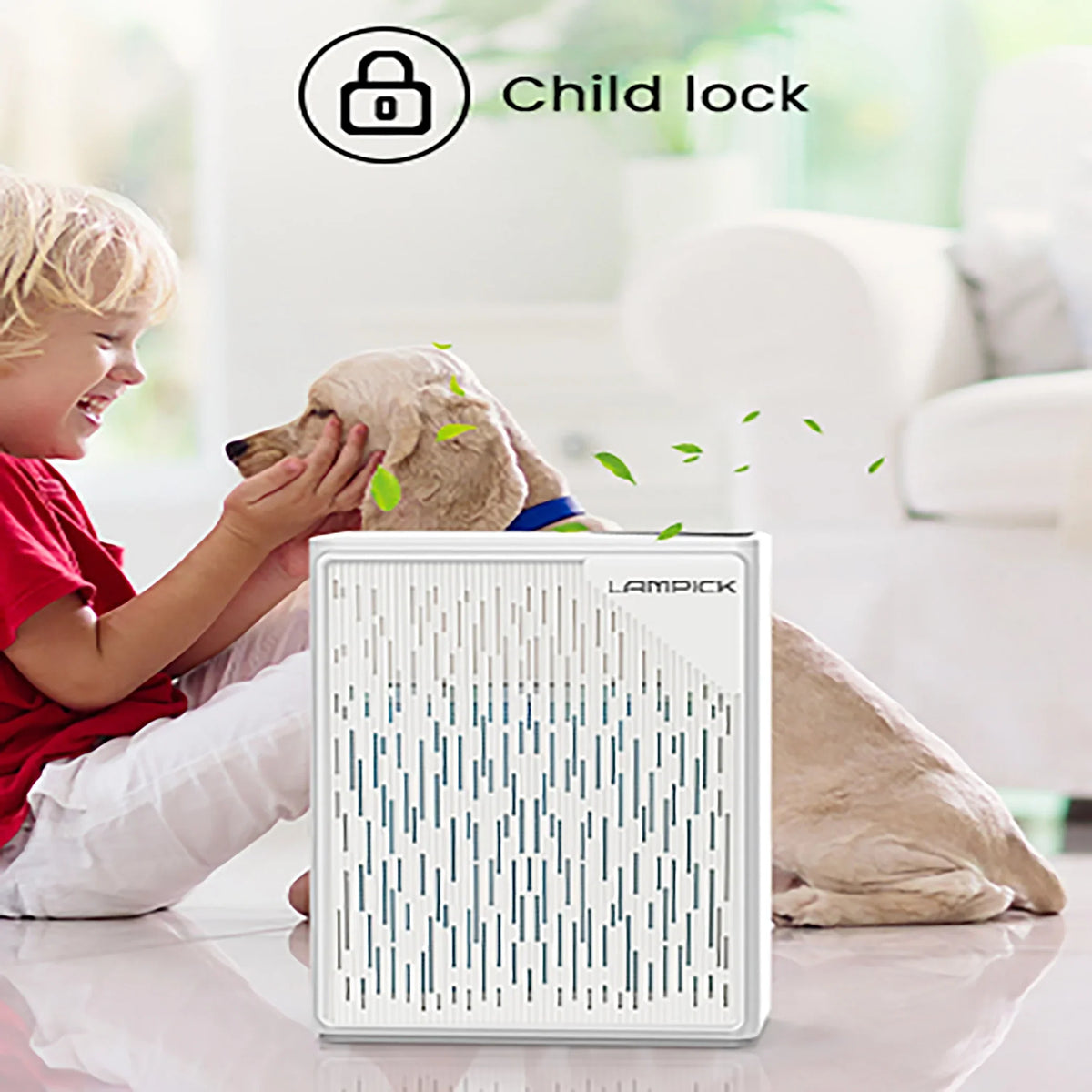 LAMPICK Air Purifier with HEPA Filter, Air Cleaner up to 1076 Sq ft, Remove 99.97% of Pet Hair Smoke
