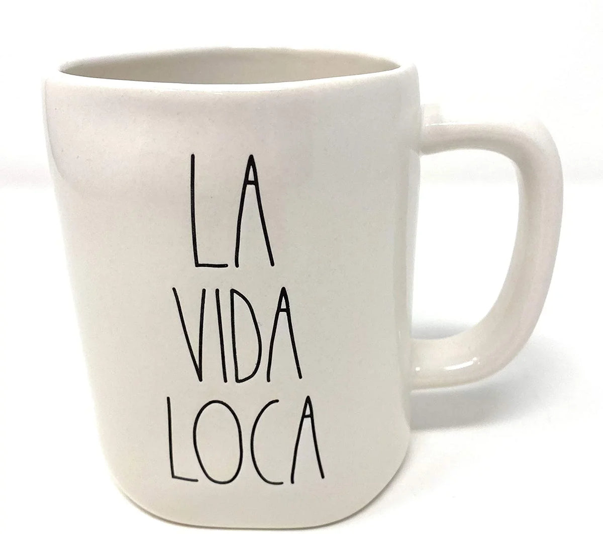 Rae Dunn LA VIDA LOCA White Ceramic Mug with LL Black