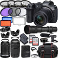 EOS R7 Mirrorless Camera with RF-S 18-150mm IS STM + EF 75-300mm III + 420-800mm HD Lenses, Accessories included: 2X 64GB Memory Cards, LED Video Light, Microphone, Extra Battery, Case & More