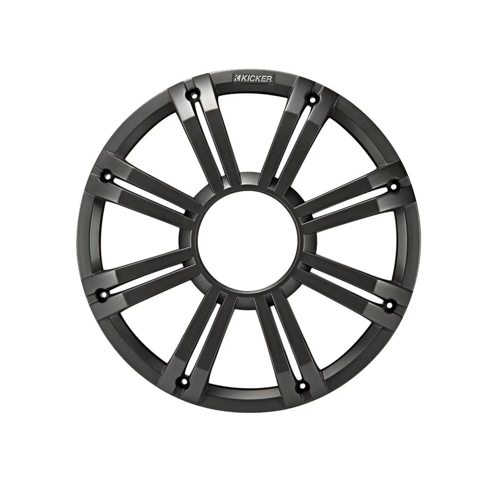 2 Kicker 45KMF104 10" Weather-Proof Subwoofers for Freeair Applications - 2 Kicker 45KMG10W 10" LED Grilles (Charcoal)
