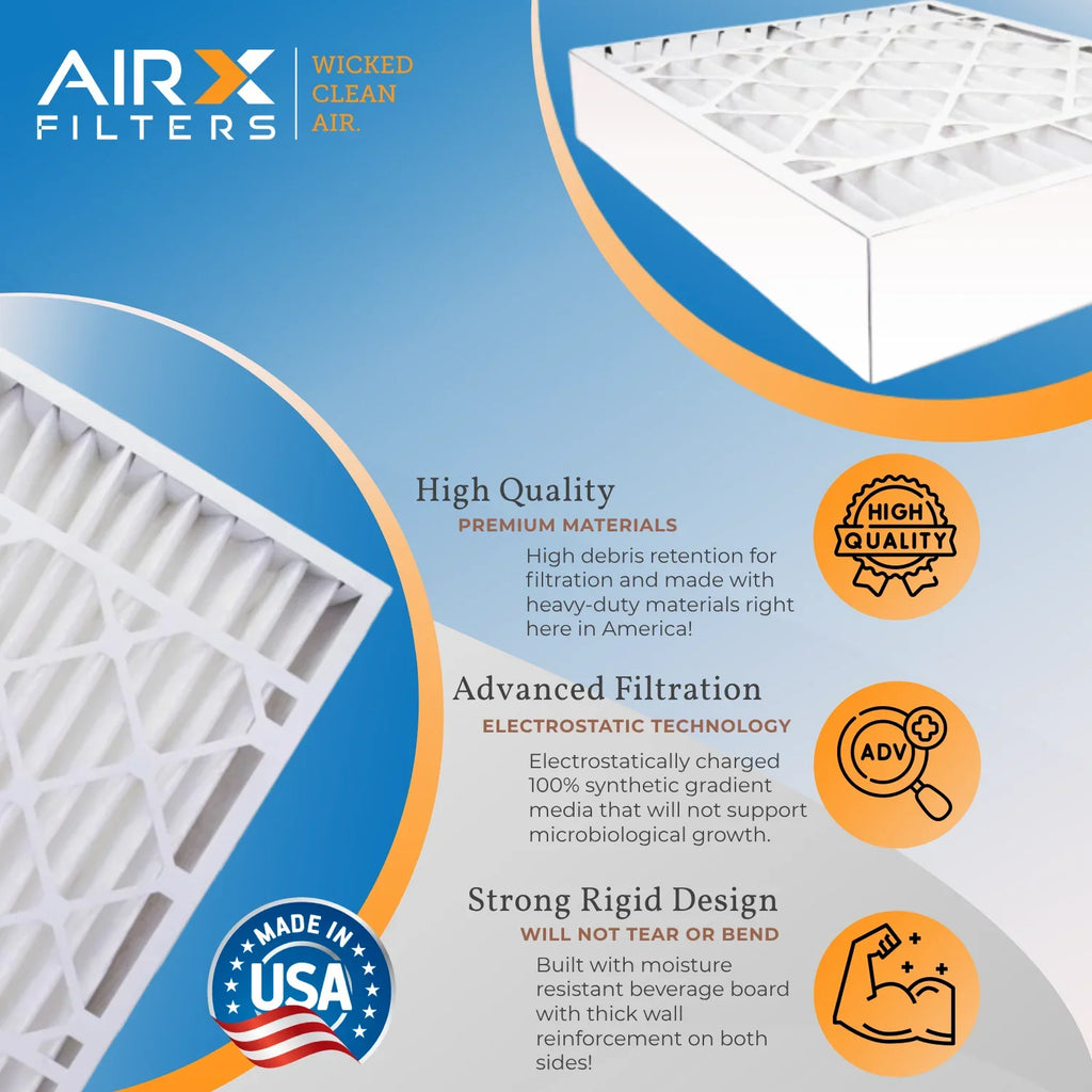 16x25x4 Air Filter MERV 11 Comparable to MPR 1000, MPR 1200 & FPR 7 Compatible with TopTech TT-FM-1625 Premium USA Made 16x25x4 Furnace Filter 2 Pack by AIRX FILTERS WICKED CLEAN AIR.
