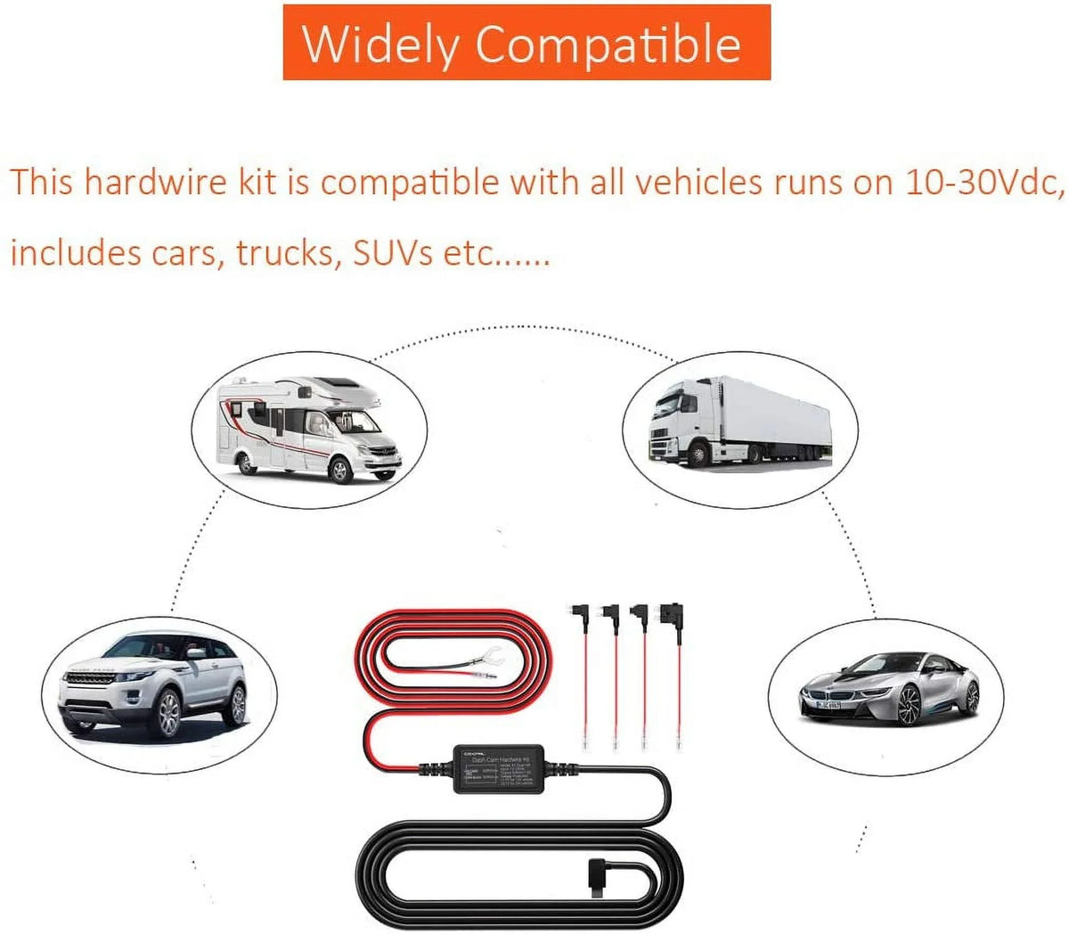 Hardwire Kit with Mini, ACS, ATO, ro2 Add A Circuit Fuse Holders for Dash Camera, USB Type-C Connector,