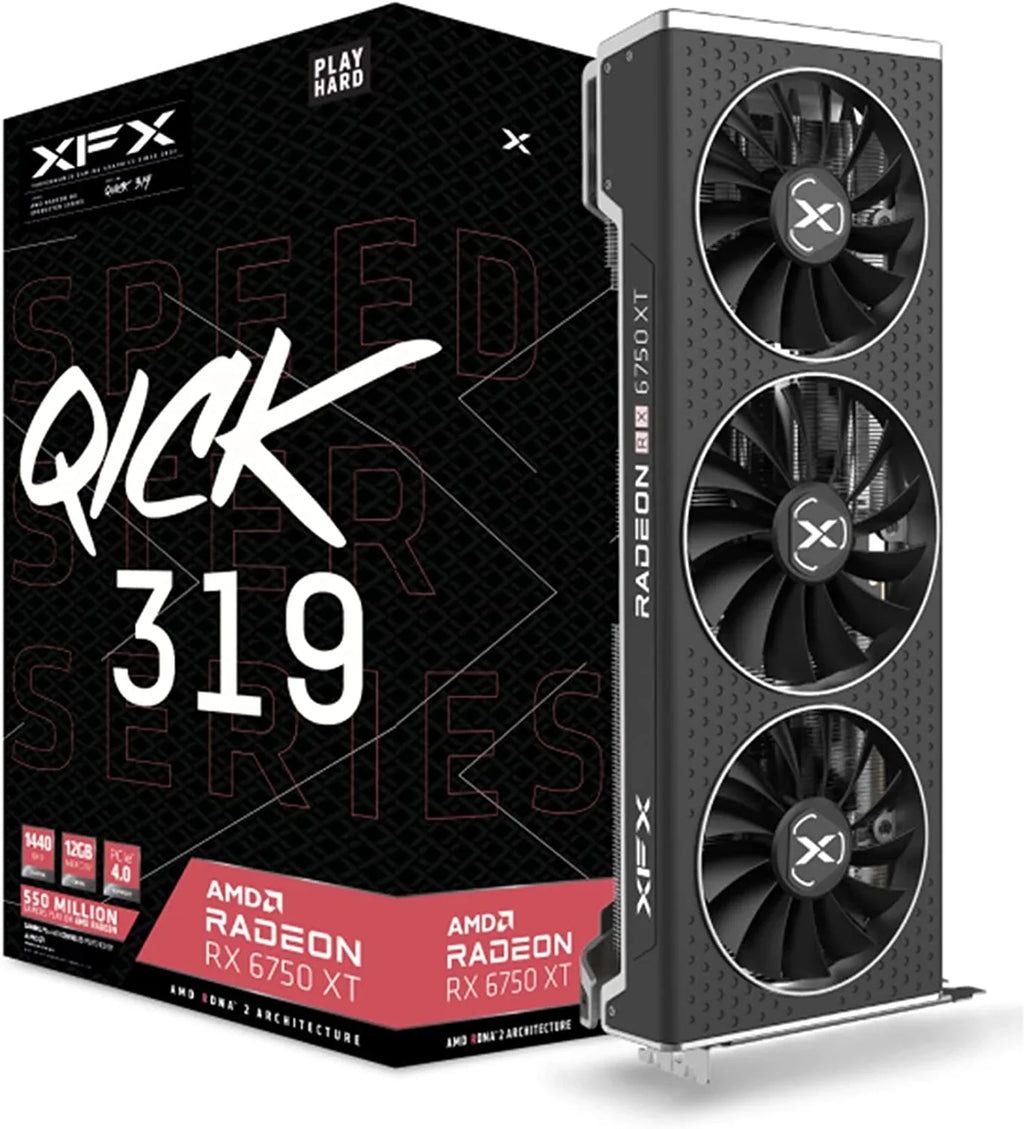 XFX Speedster QICK319 Radeon RX 6750XT CORE Gaming Graphics Card with 12GB GDDR6 HDMI 3xDP, RDNA 2 RX-675XYJFDP