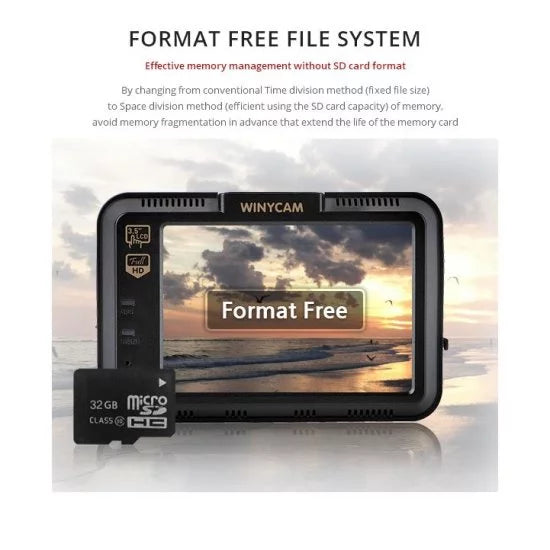 WinyTech 5MP Car Black box dash cam HD wide angle Dual cameras 3.5" LCD touch Display