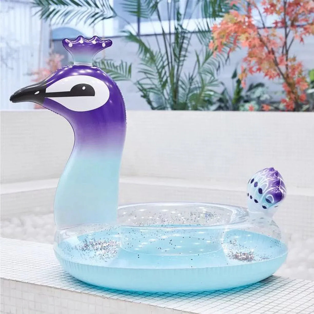 Yayle Inflatable Pool Float Glitter PVC Tube, Peacock Designed with Fast Valves Lounge Raft Decoration Toys Swim Party Ring Fun Beach Floaties for Kids | 48 Inch
