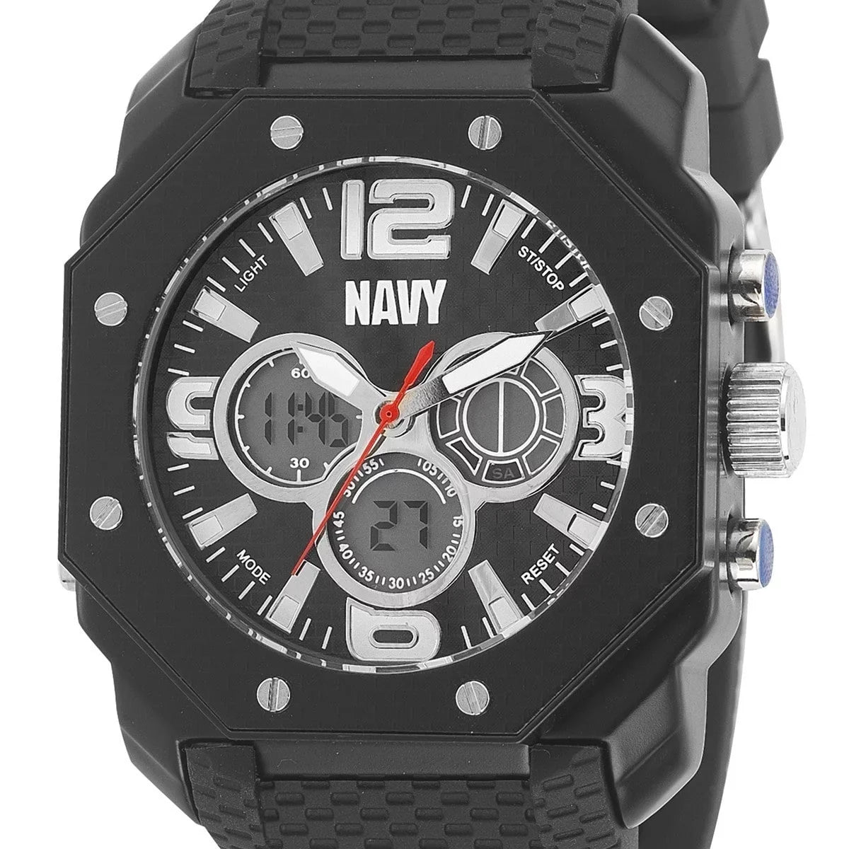 US Navy C28 Watch, Blk Dial & Blk Rubber Strap