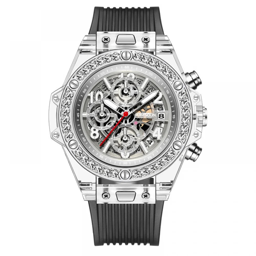 Jinshidun Brand Diamond-Embedded Transparent Quartz Watch Liquid Net Red Watch Men's Lady Couple Watch Fashion Best-Seller on Douyin