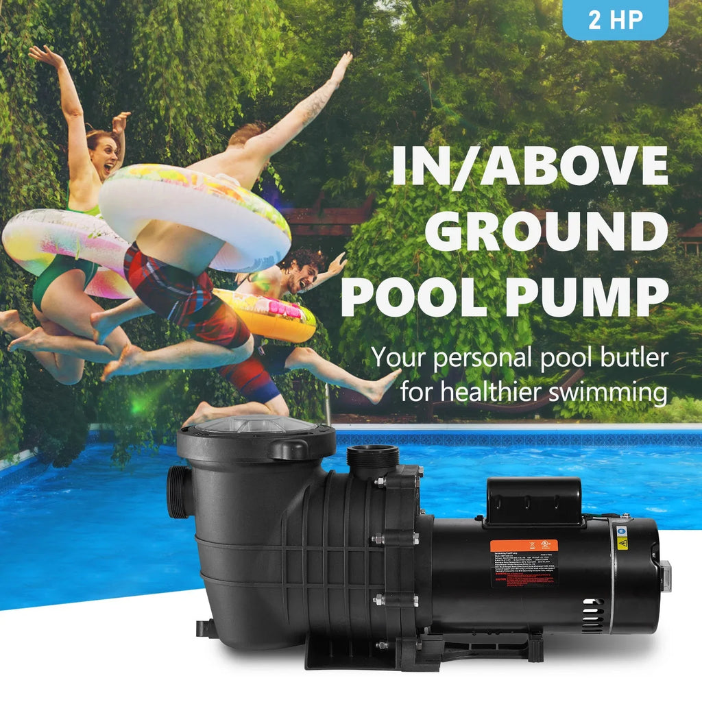 SKYSHALO Swimming Pool Pump, 2 230 V, 1500 W Double Speed Pump for in/Above Ground Pool w/ Strainer Basket, 5520 GPH Max. Flow, Certification of ETL for Security