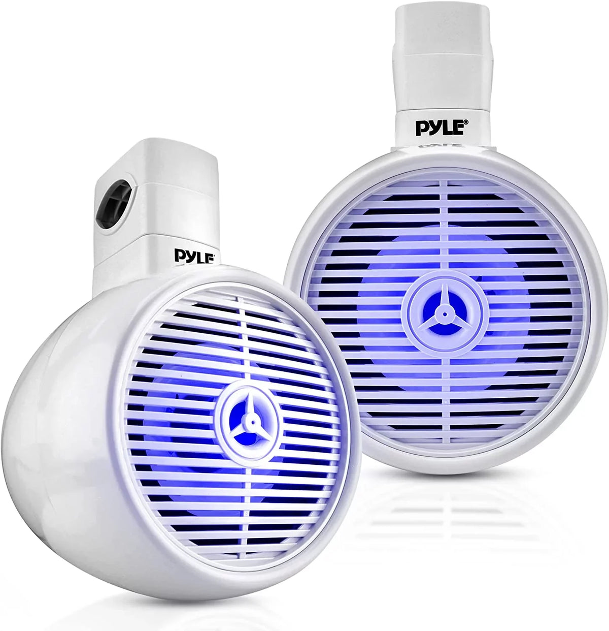 6.5" Marine Wakeboard Fluid Resistant Bluetooth Speaker - Single 2-Way Mini Box Speaker System with Built-in LED Lights, White PLMRWKBT65WT