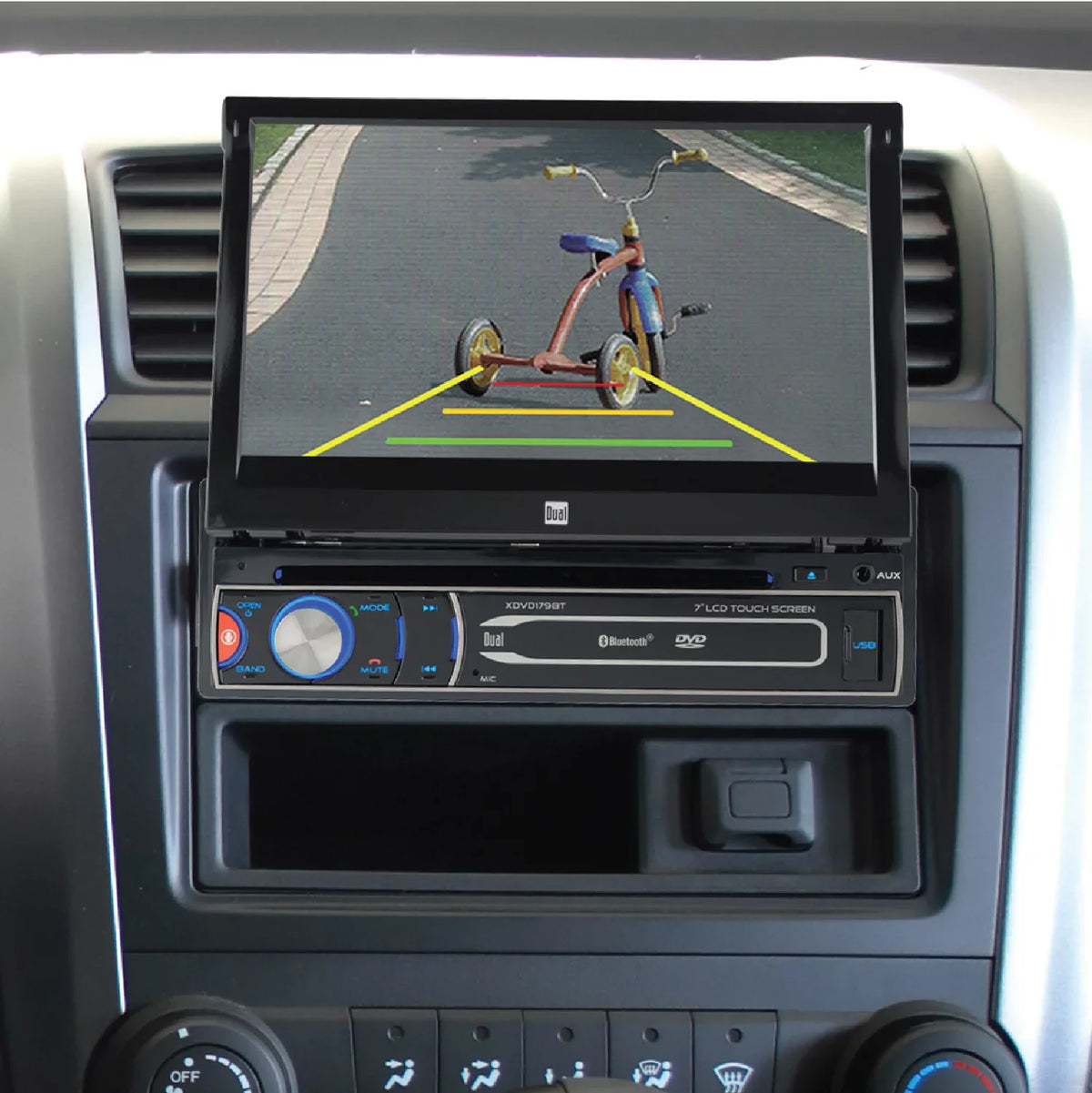 Dual Electronics XDVD179BT 7 inch Single DIN Car Stereo, Motorized Touch Display CD/DVD, New