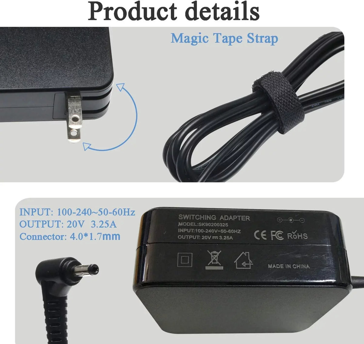 65W Ac Adapter Charger for IdeaPad 710s 710 510s 510 310 110 100 100s/YOGA 710 510/Flex 4 1480 1580 Mobile pc P/N: