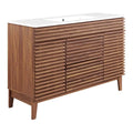 Modway Render 48" Modern Plastic Single Sink Bathroom Vanity in Walnut/White