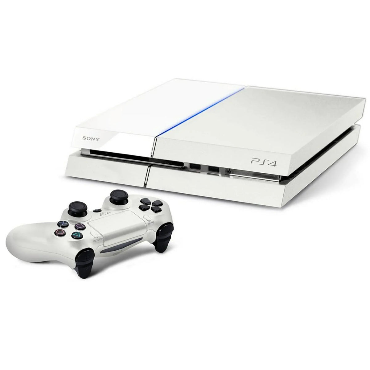 Pre-Owned PlayStation 4 500GB Gaming Console White Headset 2 Controller with BOLT AXTION Cleaning Kit Bundle (Refurbished: Like New)