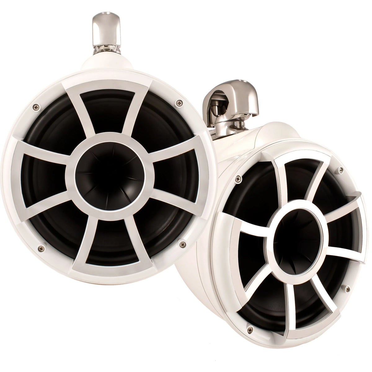 Restored Wet Sounds REV 10 Swivel Clamp Tower Speakers, WHITE (Pair) (Refurbished)