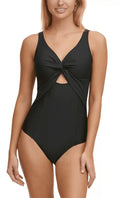 DKNY BLACK Peek-a-Boo Twist One-Piece Swimsuit, US 6