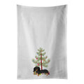 28 x 19 in. Unisex Dachshund Black & Tan No.2 Christmas White Dish Towels Kitchen Towel - Set of 2