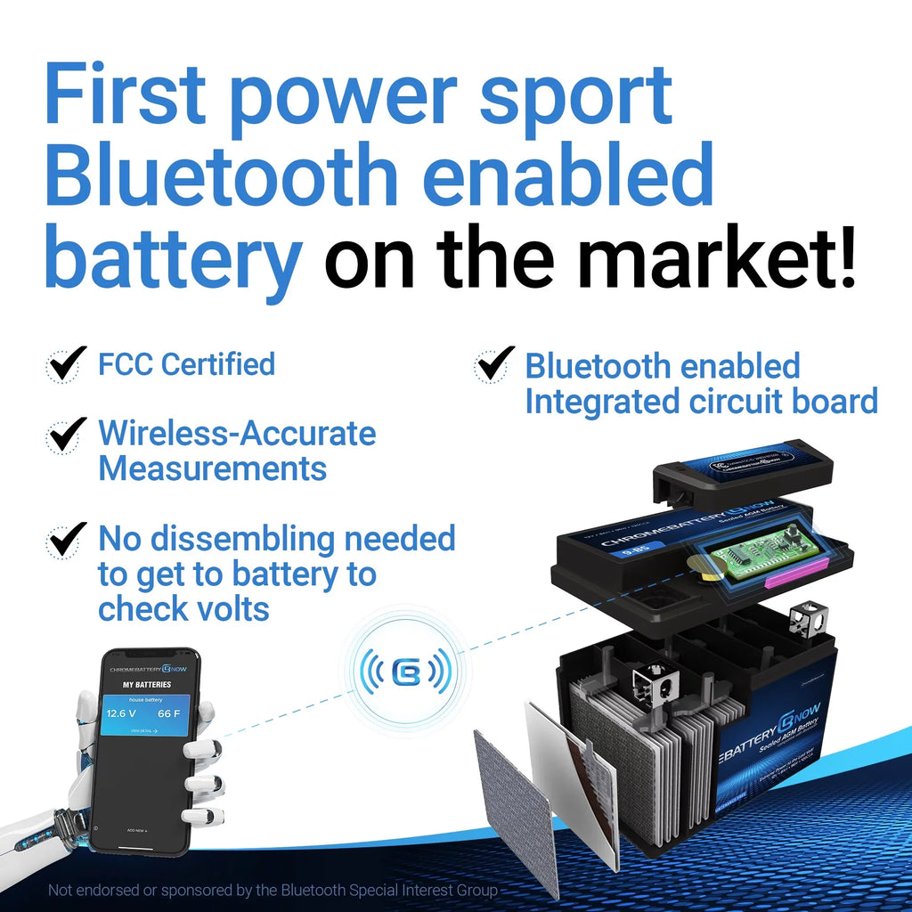 Chrome Battery Now Ytx20l-bs (20l-bs 12 Volt,18 Ah, 270 Cca) Chipset Wireless Smartphone Connectivity AGM Battery for Personal Fluid - Brp (sea-doo) 1500 All Models Years (1988 - 1993)