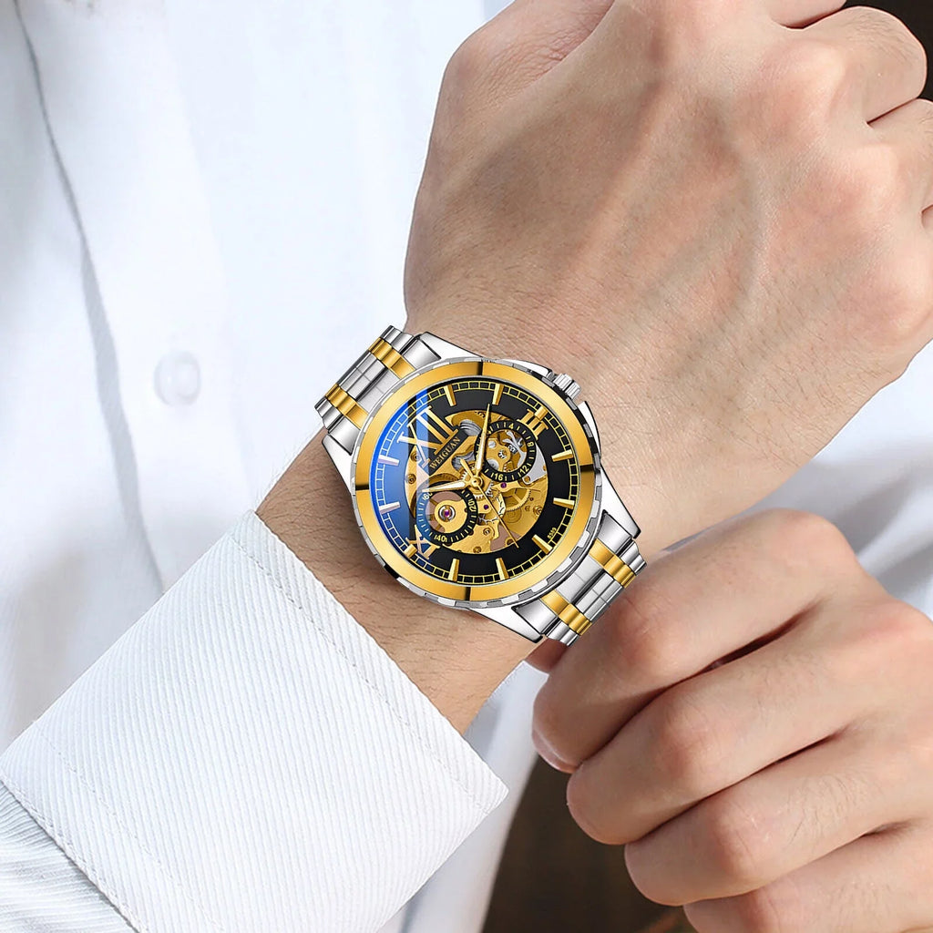 Men Luxury Watch Automatic Mechanical Stainless Steel Business Fluid Wrist