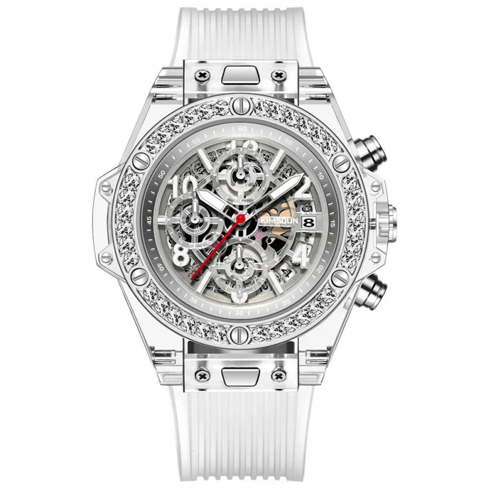 Jinshidun Brand Diamond-Embedded Transparent Quartz Watch Liquid Net Red Watch Men's Lady Couple Watch Fashion Best-Seller on Douyin