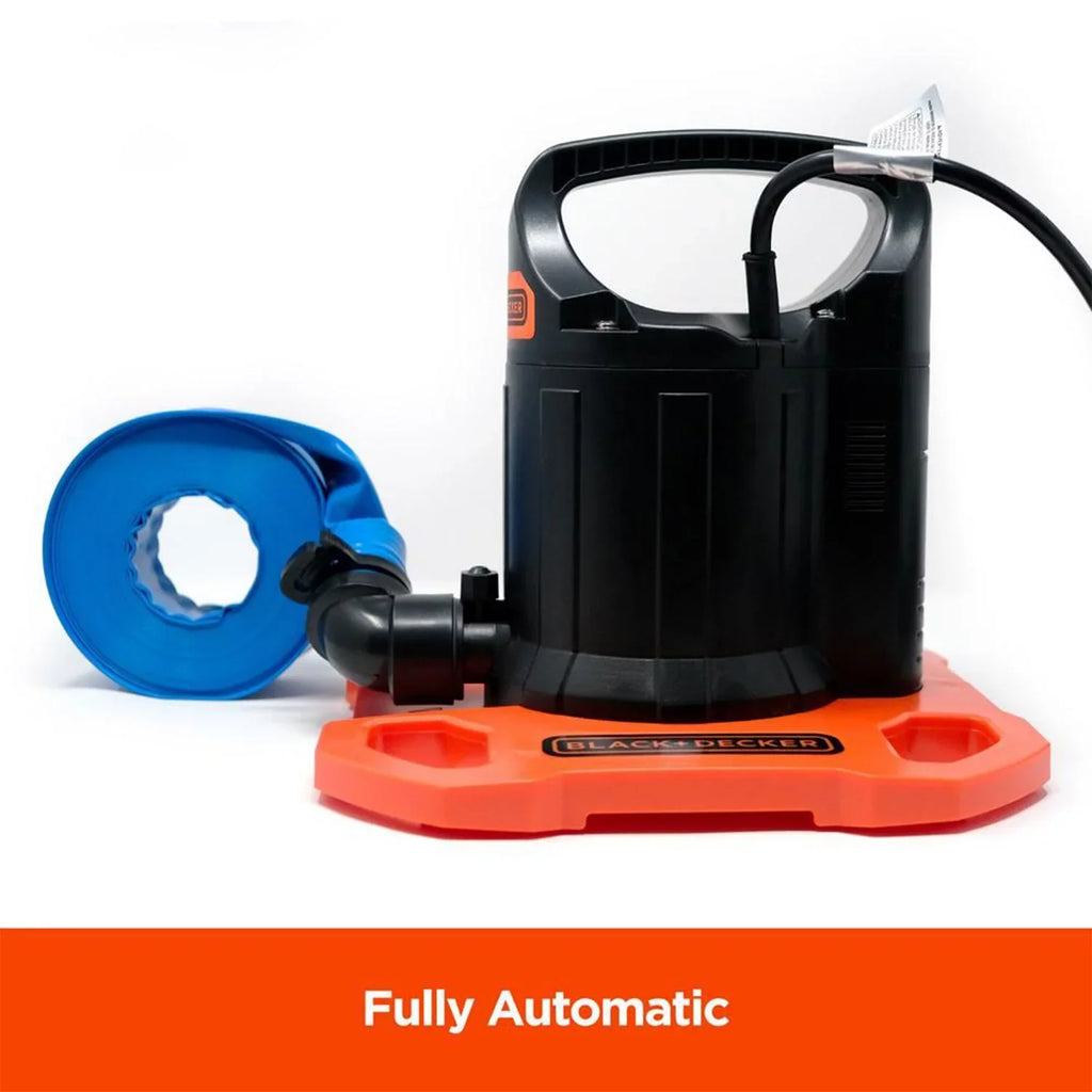 Black+Decker 1500 GPH Submersible Automatic Pool Cover Pump with Discharge Hose