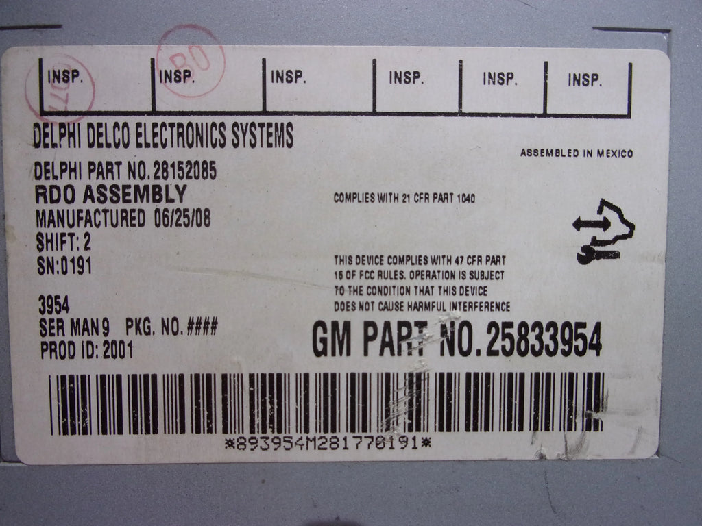 Pre-Owned 2009 Saturn Aura Radio Receiver CD Player ID 25833954 OEM (Good)
