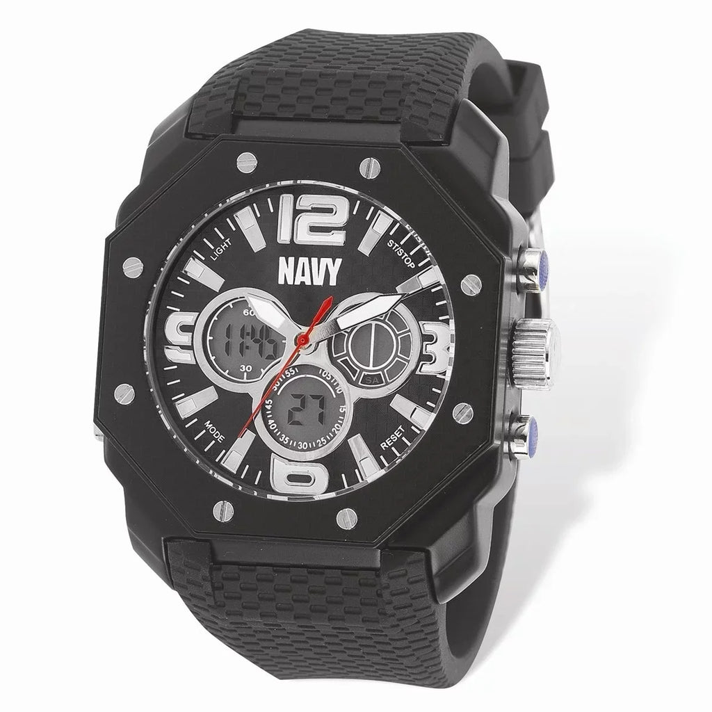 US Navy C28 Watch, Blk Dial & Blk Rubber Strap