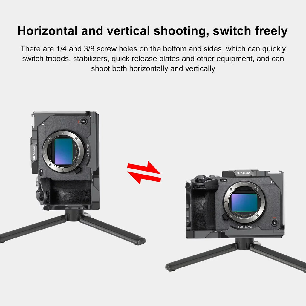 For ILME-FX30 / FX3 PULUZ Metal Camera Cage Stabilizer Rig with NOTA Slider(Black)