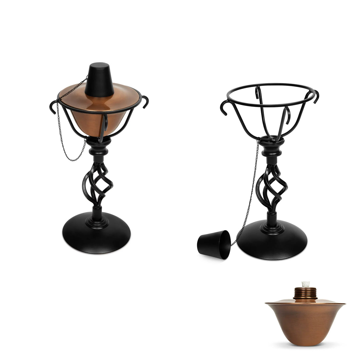 BirdRock Home 2-Pack Outdoor Wide Conical Torches - Tabletop Stand - Metal